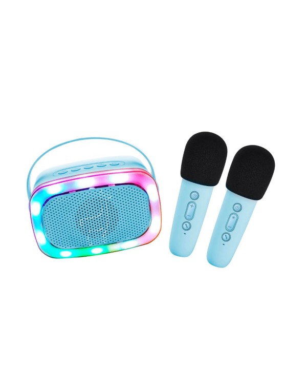11324 Karaoke con luz y 2 micrófonos  Azul