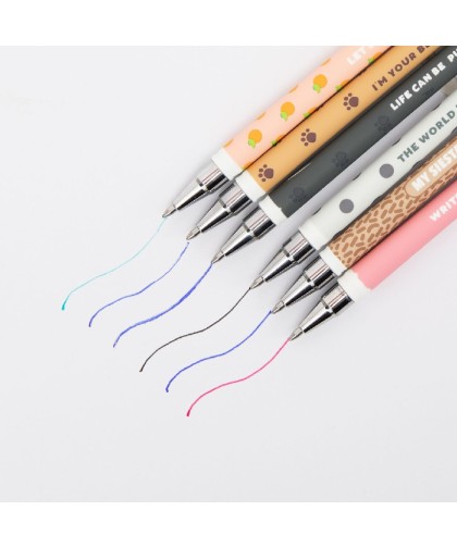 11541 Set de 6 bolis borrables Bo-Bo + estuche de silicona Capibara