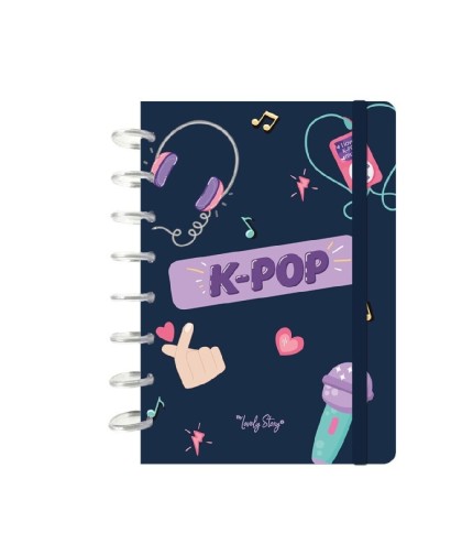 11940 Libreta A5 Hoja Cuadricula K-Pop Azul Oscuro