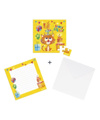 12806 Tarjeta Puzzle Cumpleaños Gato