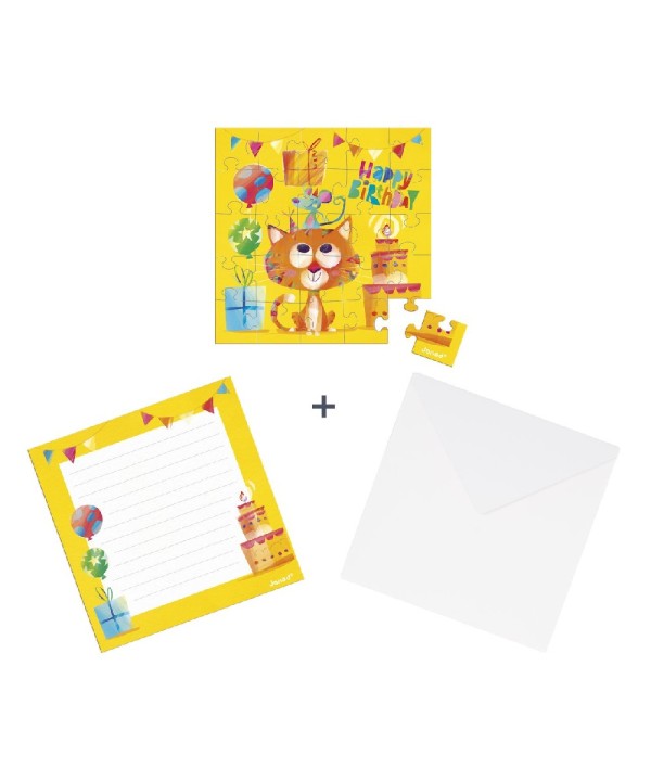 12806 Tarjeta Puzzle Cumpleaños Gato