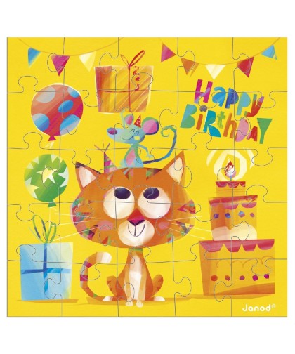 12807 Tarjeta Puzzle Cumpleaños Gato