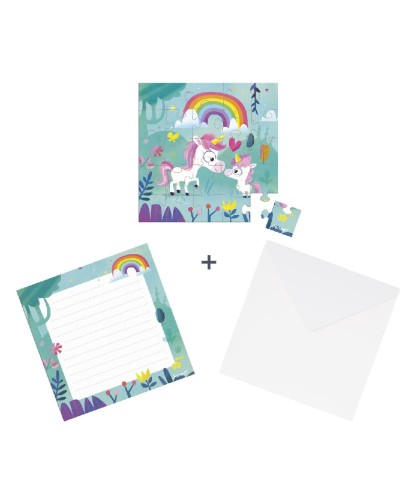 12820 Tarjeta Puzzle Mama Unicornio y su Bebe