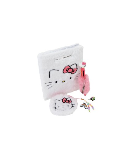 13712 Set de libreta A5 de peluche, monedero y boli - Hello Kitty