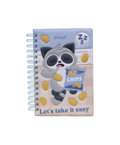 14219 Libreta A5 con squishy Lazy mapache - Let´s take it easy