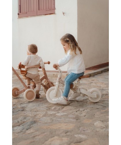 16178 Triciclo con Barra Blanco Flores