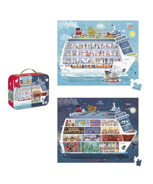 1748 2 Puzzles Barco de Crucero 100 y 200 Pcs