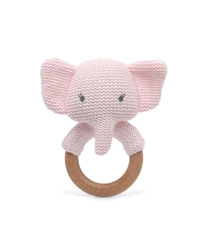 470 Sonajero Mordedor Elefante Rosa Algodon