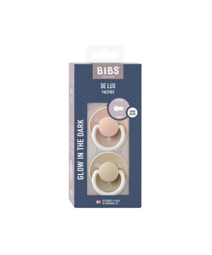 4830 2 Chupetes Nocturnos BIBS De Lux Blush Vanilla Talla Unica