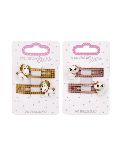 8256 Clips de pelo con Perros y Gatos