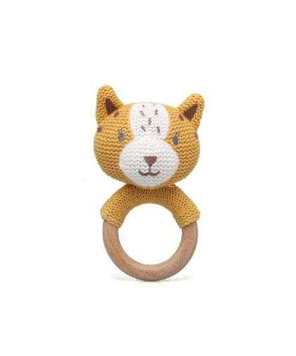 9586 Sonajero Mordedor Tigre Amarillo Algodon