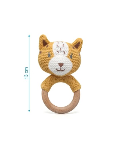 9589 Sonajero Mordedor Tigre Amarillo Algodon